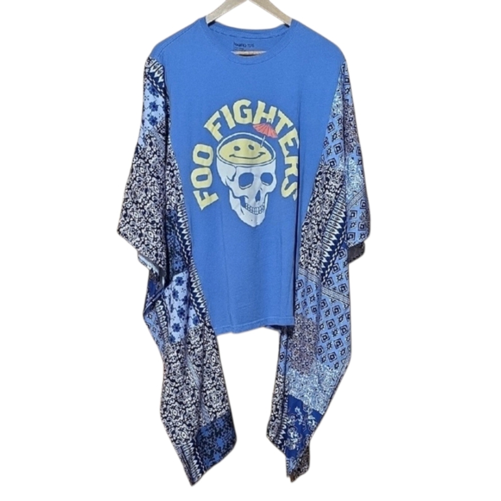 Upcycled FOO Fighters Tee with Kimono Sleeves
